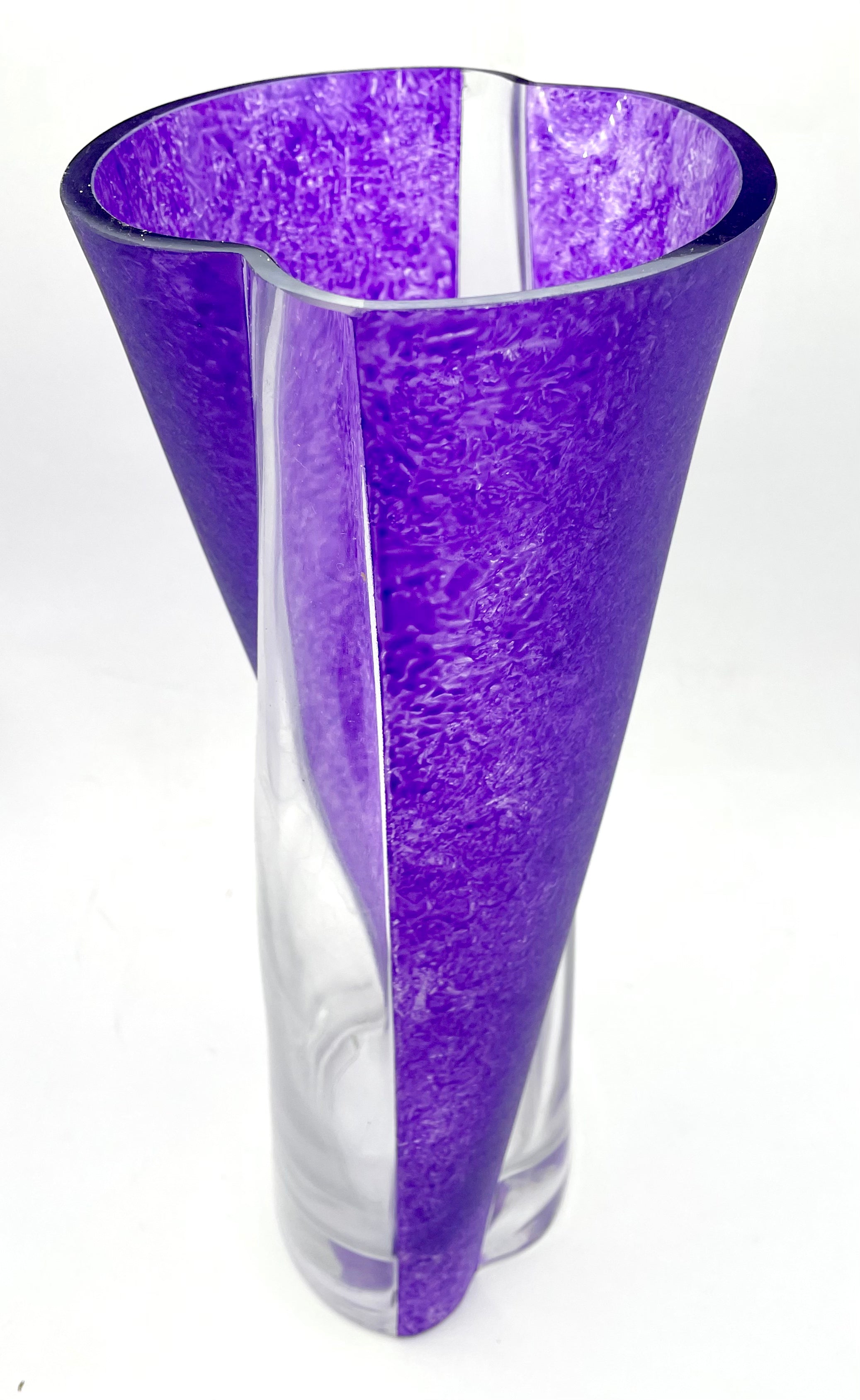 Glass Vase - Wavy Indigo Series, 14 inches Tall