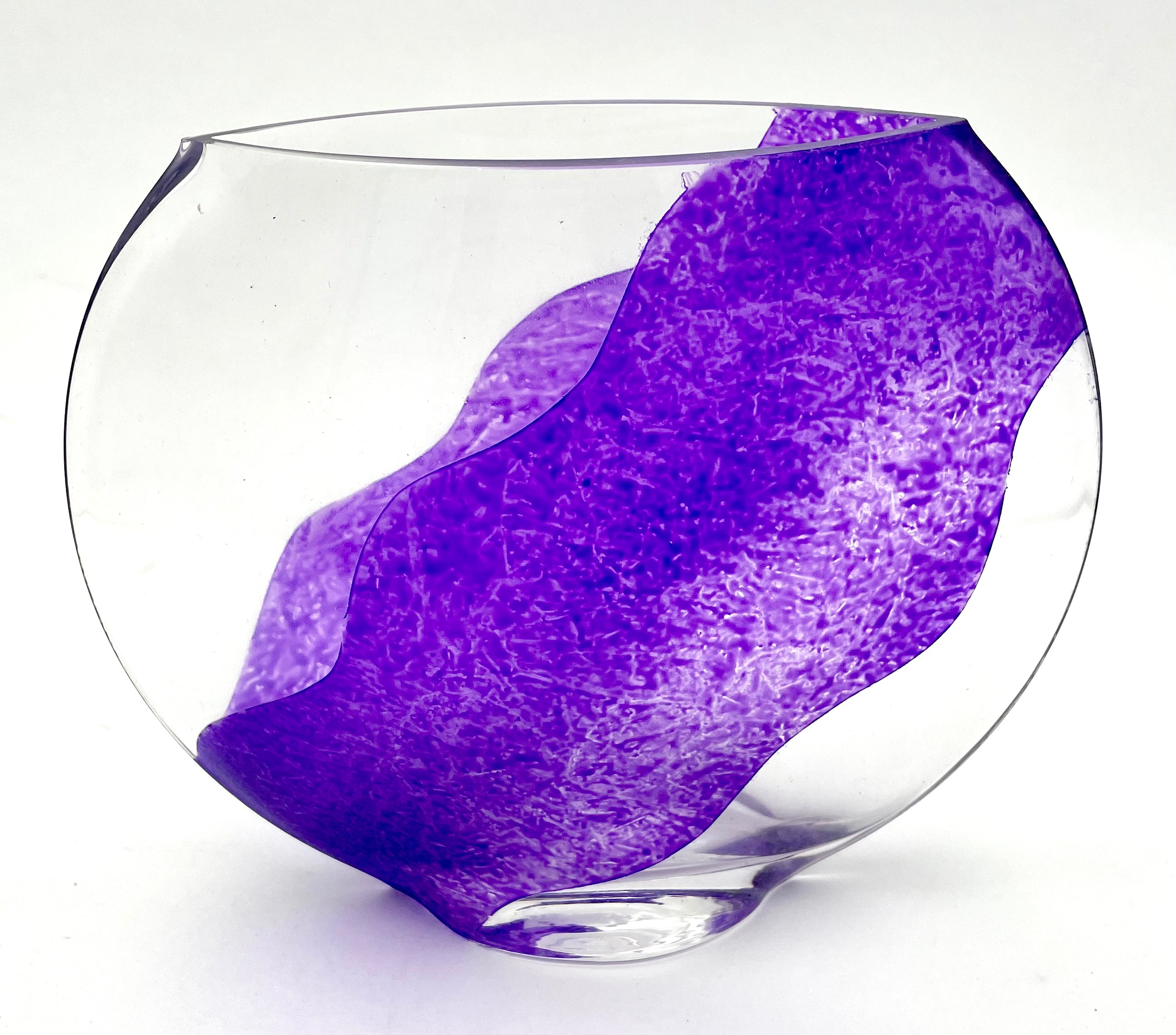 Glass Vase - Wavy Indigo Series, 6 inches Tall