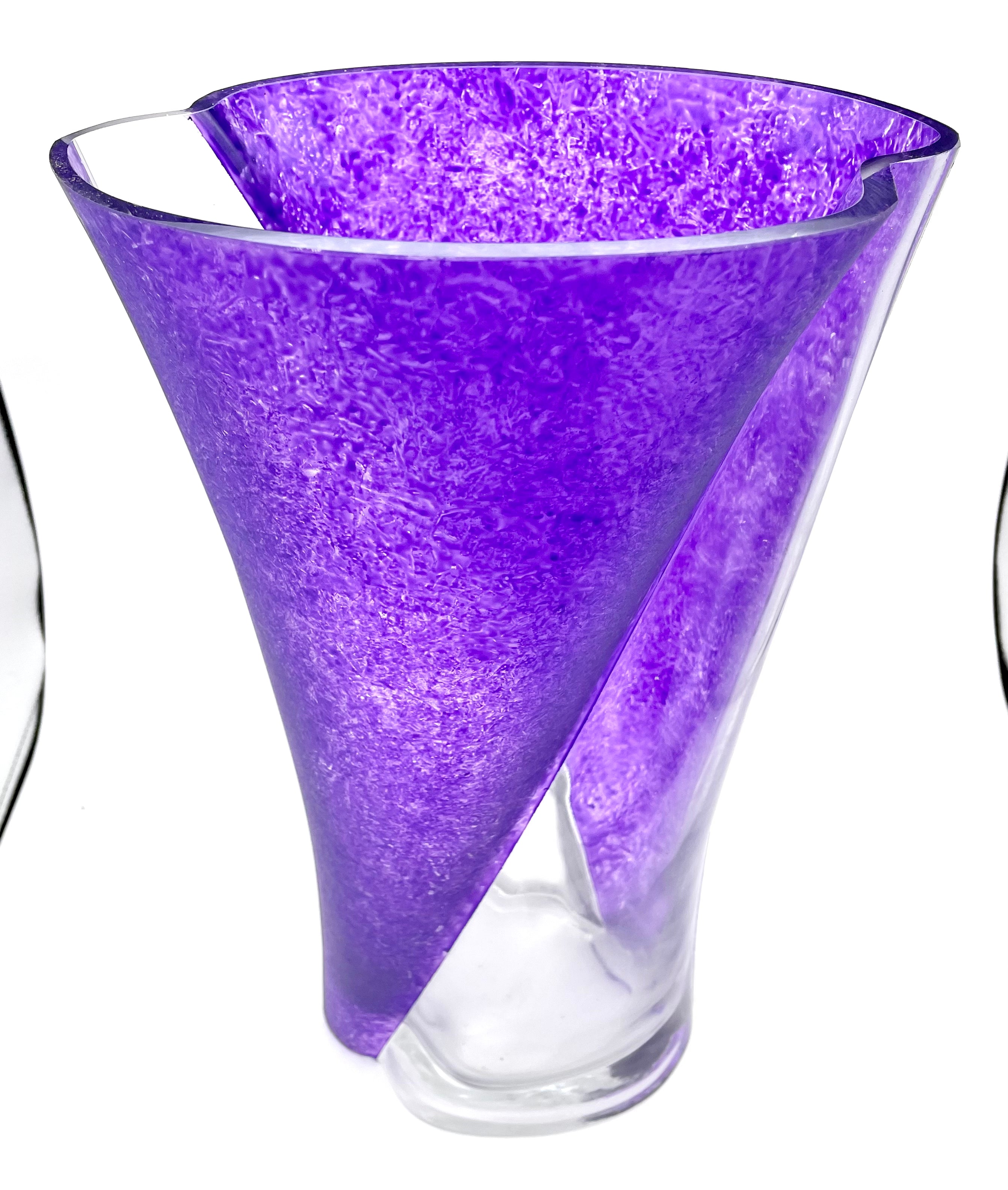 Glass Vase - Wavy Indigo Series, 14 inches Tall