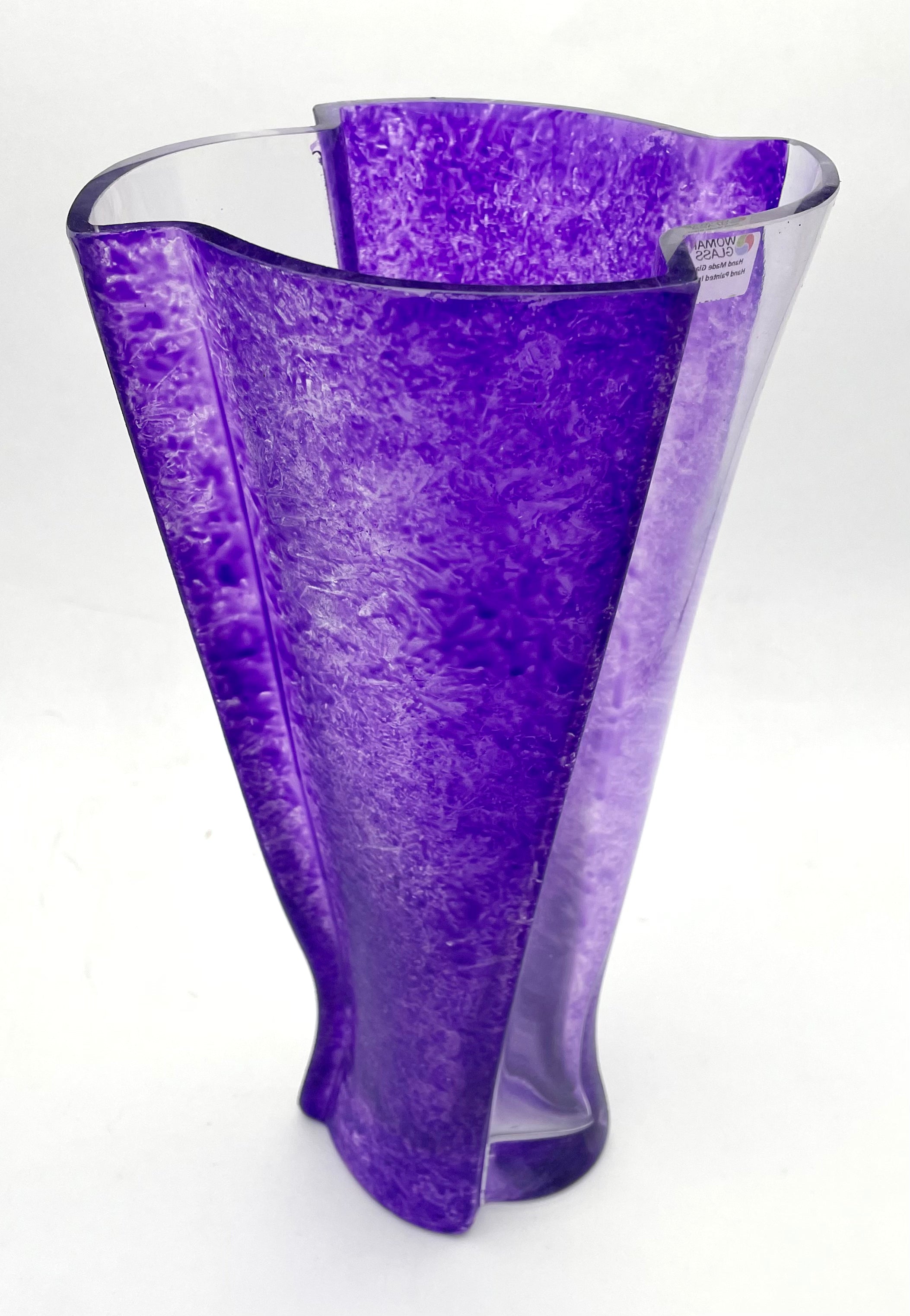 Glass Vase - Wavy Indigo Series, 12 inches Tall