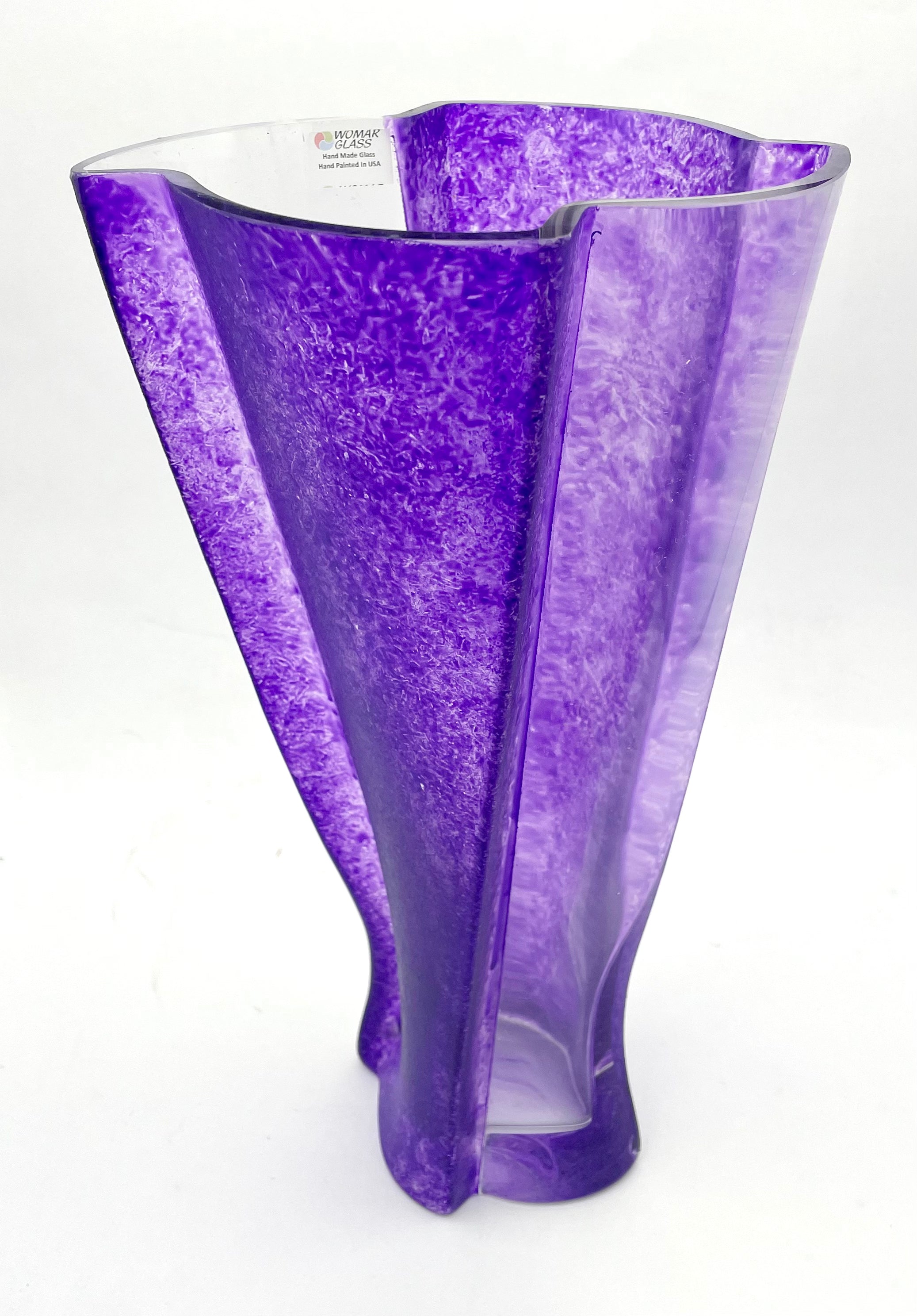 Glass Vase - Wavy Indigo Series, 12 inches Tall