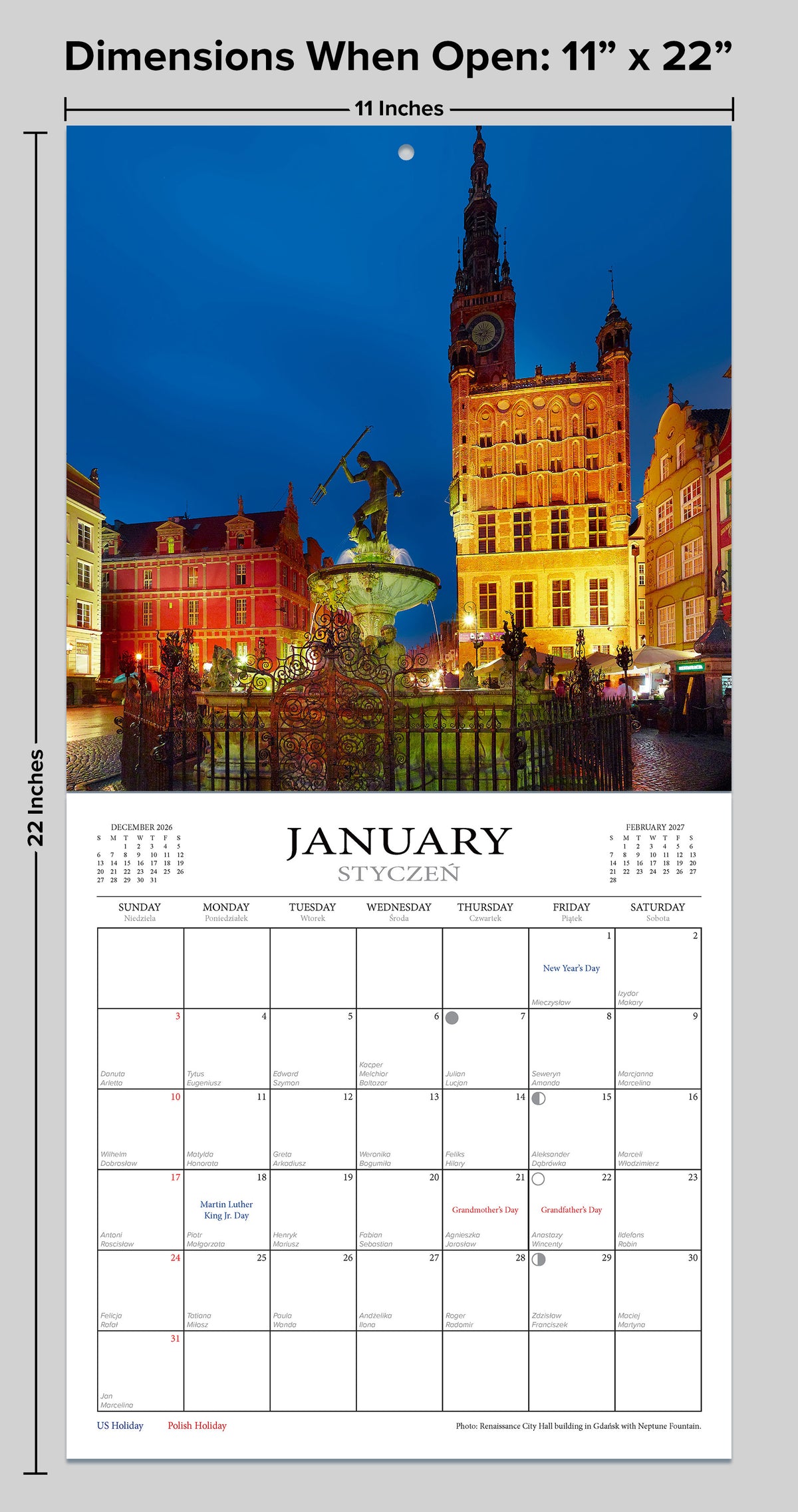2027 Poland Wall Calendar - 12 Month