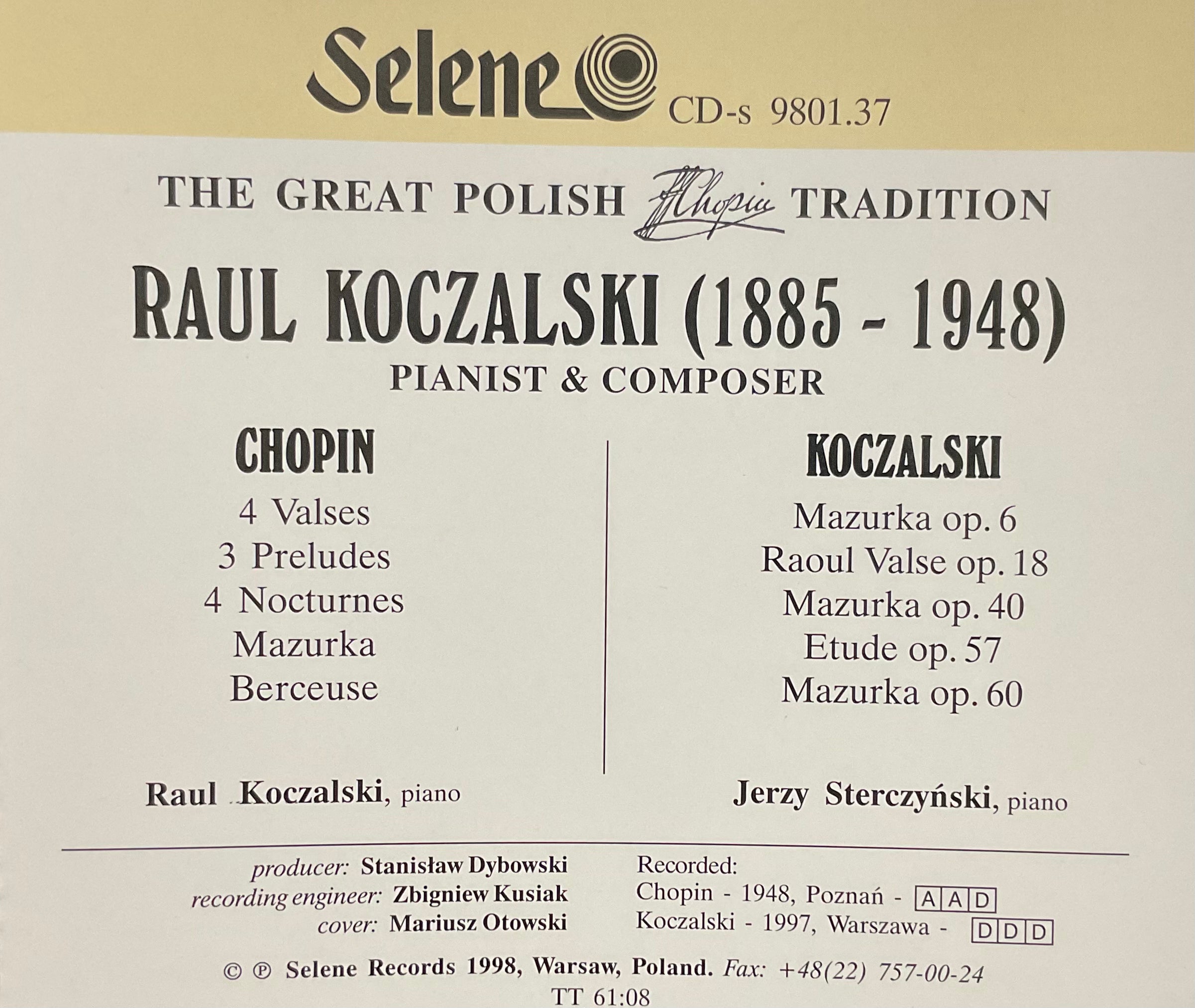 The Great Polish Chopin Tradition - Raul Koczalski vol I