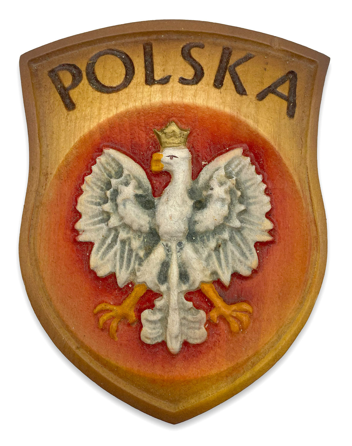 Wood Carved Coat of Arms of Poland, Small & Hollow