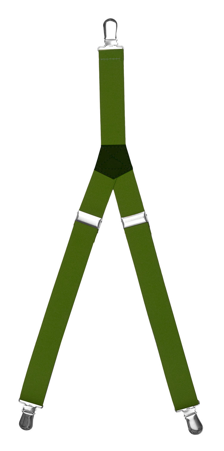 Solid Kid's Clip Suspenders - Army Green