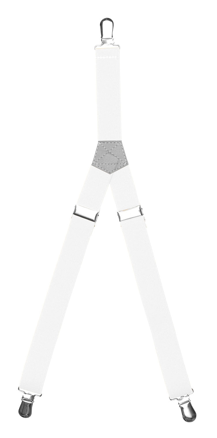 Solid Kid's Clip Suspenders - White