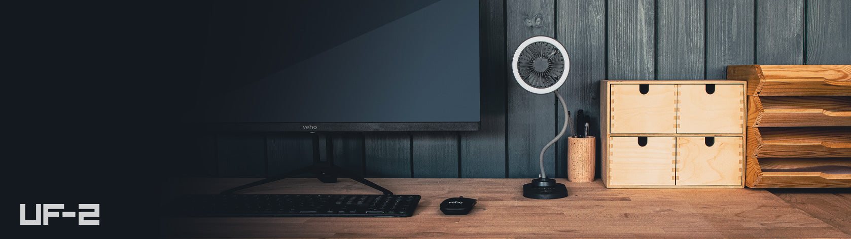 Veho UF-2 3-in-1 USB Desktop USB Fan, Smartphone Charger & LED Lamp