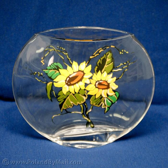 Painted Glass Vase - Sunflowers Series, 5 inches Tall