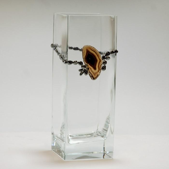 Glass Vase - Agate & Oxide Stone Series, 10 inches Tall