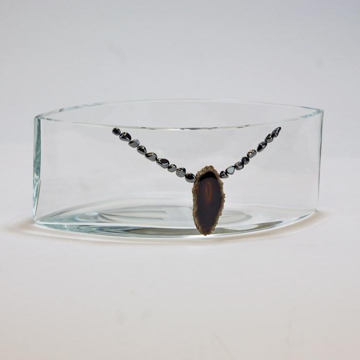Glass Bowl - Agate & Oxide Stone Series, 7 inches Wide