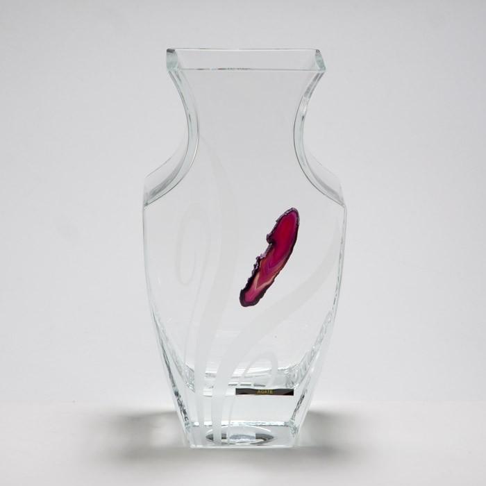 Glass Vase - Agate Stone Series, Tulip Flower 11 inches Tall