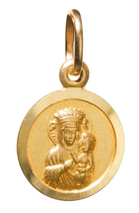 14k Gold Madonna & Child Circle Pendant 0.5 inch