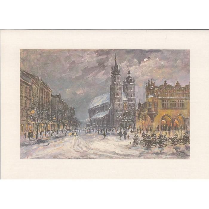 Adamczyks Greeting Card -Krakow Main Market Square in Winter