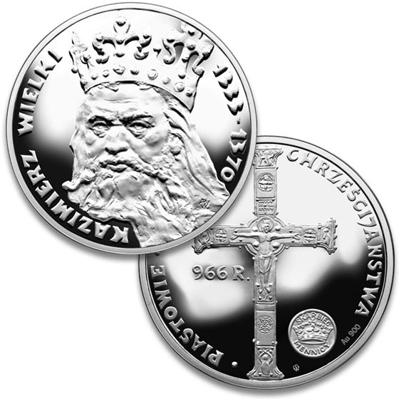 925pf Silver Medal - Piast Dynasty, King Kazimerz III Wielki