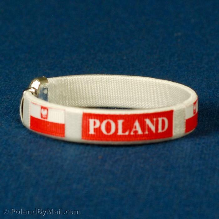 Cuff Bangle Bracelet - POLAND and Flag, White