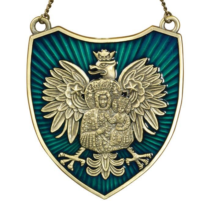 Ryngraf - Black Madonna on White Eagle, Blue, Antique Gold