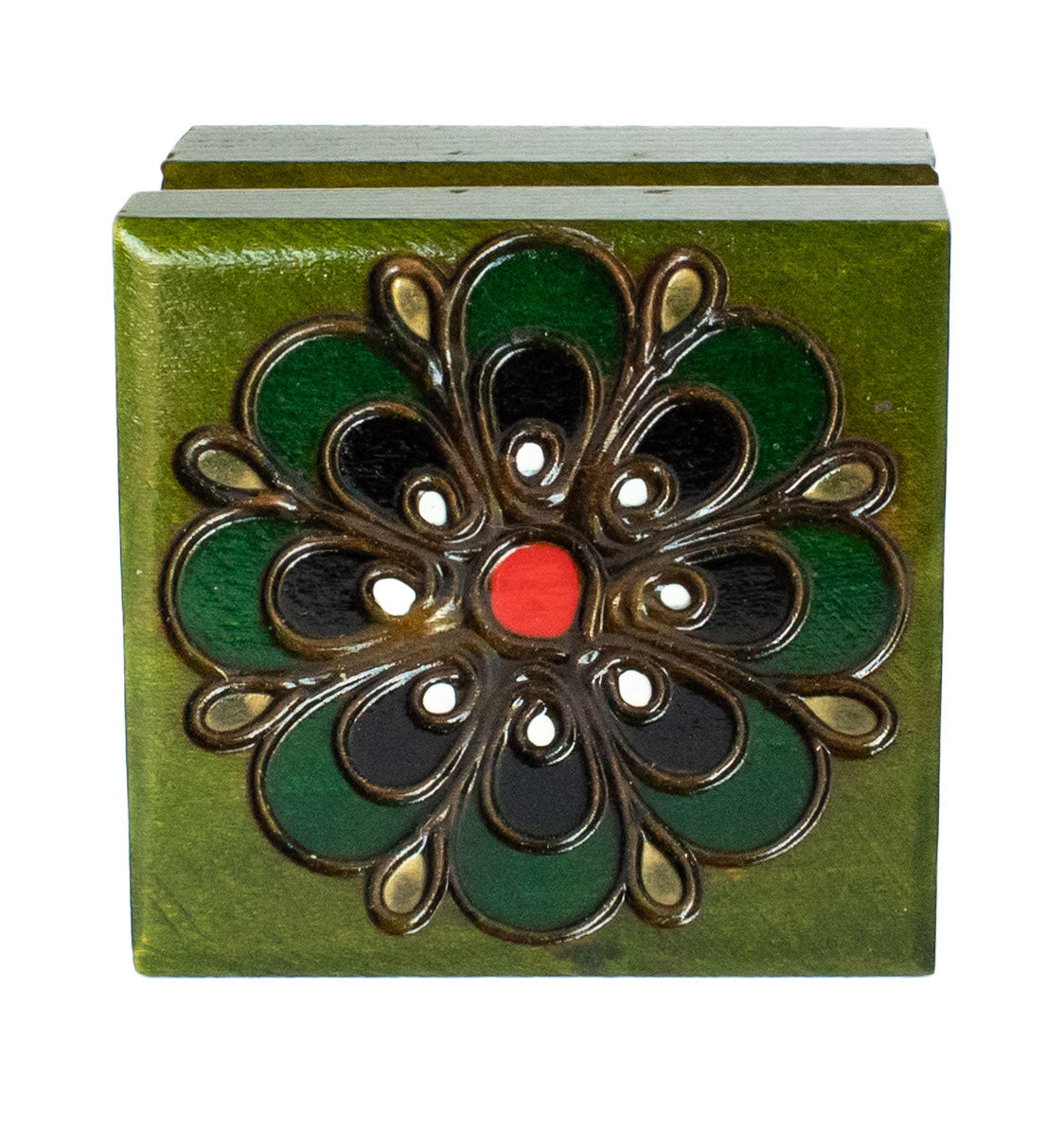 Wooden Box - Floral Design, Square 2x2