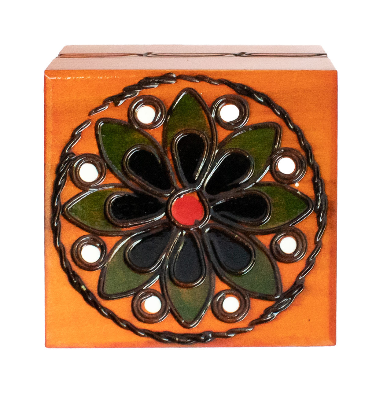 Wooden Box - Floral Design, Square 2x2