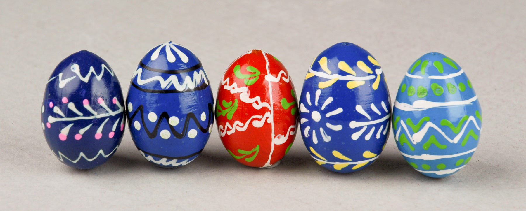 Hand Painted Small Wooden Eggs, Set of 3 - 1.25 inches Tall