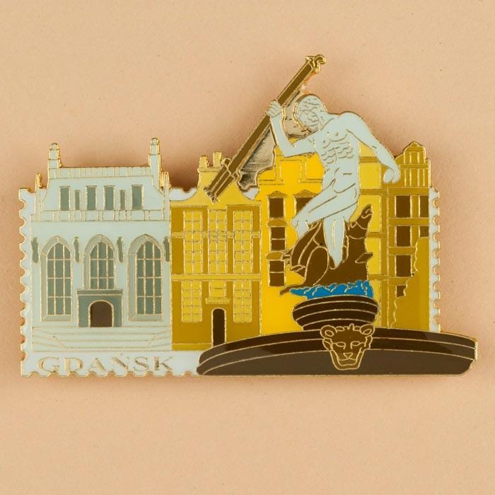 Metal Stamp Magnet - Gdansk, Neptune's Fountain