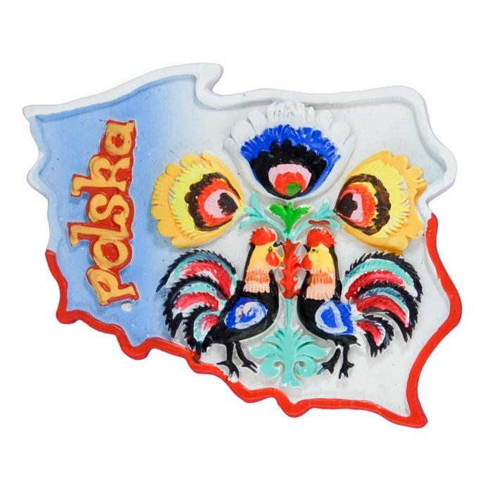 Poland Map Magnet - Polska, Folk Art