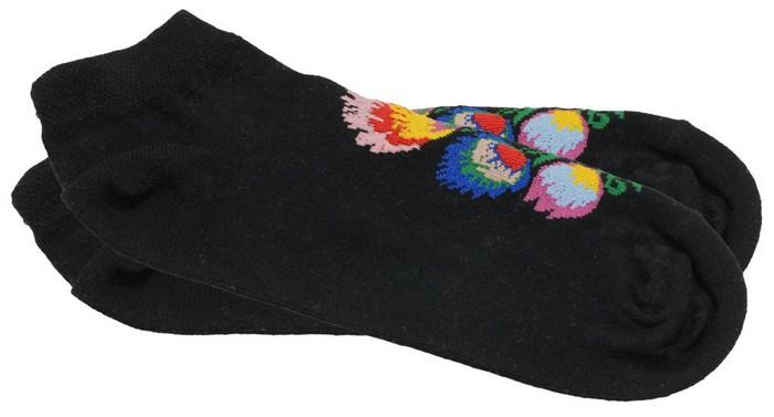 Lady's Ankle High Black Socks - Polish Folk Art (Wycinanki)