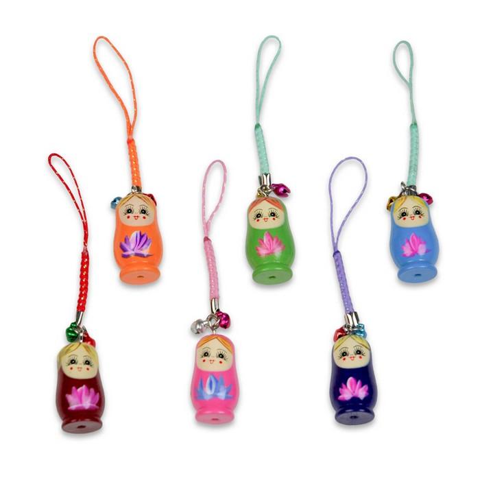 Cell Phone Charm - Wooden Babuszka Doll, 1.5 inch