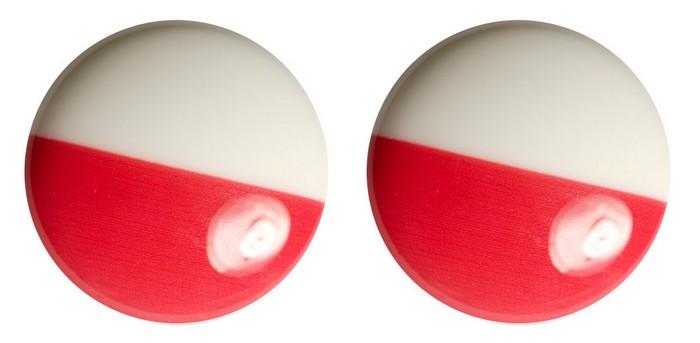 Plastic Earrings - Round Studs in Red & White