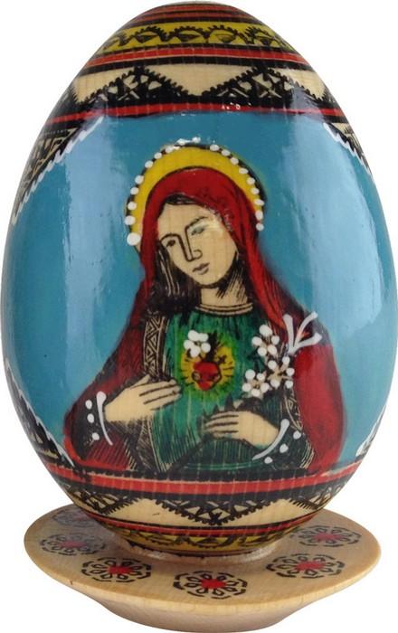 Immaculate Heart of Mary Wooden Egg on the Stand