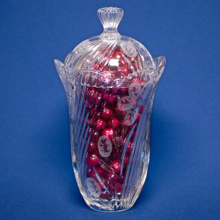 Hand Cut Crystal Clear Candy Jar, 13" High