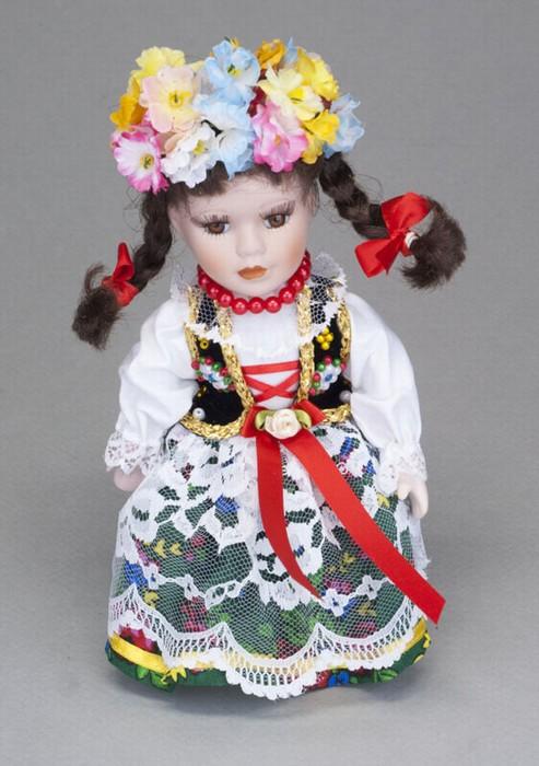 Porcelain Folk Doll - Krakow Female with Green Skirt, 8"
