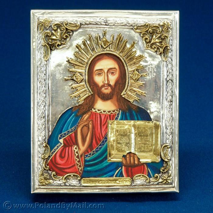 Silver Plated Icon - Christ Pantocrator