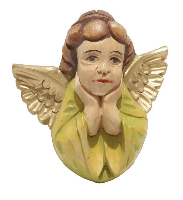 Wood Carved Statue - Angel Bust Image, Green