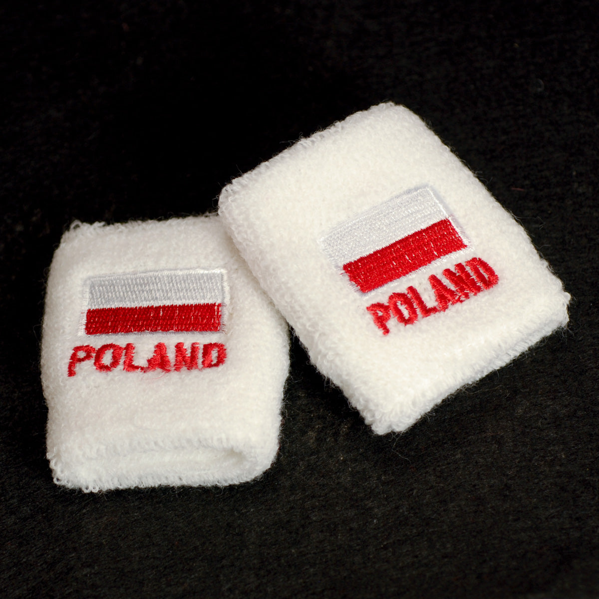 Athletic Wristbands - White Poland & Flag, set of 2