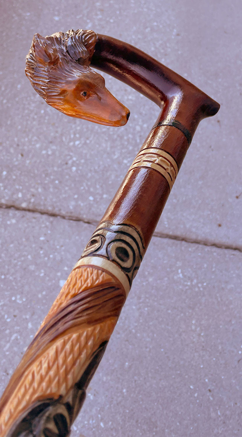 Carved Walking Stick - Fox