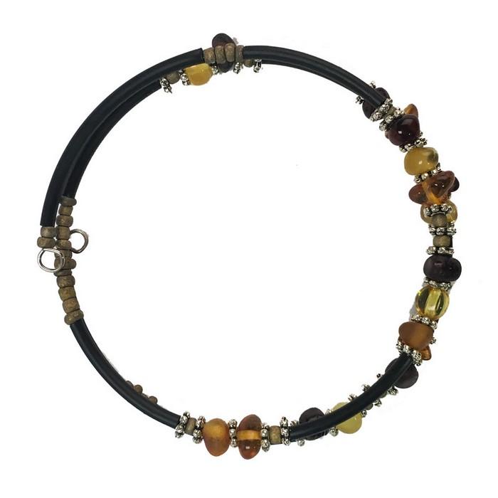 Pure Amber and Beaded Coil Bracelet