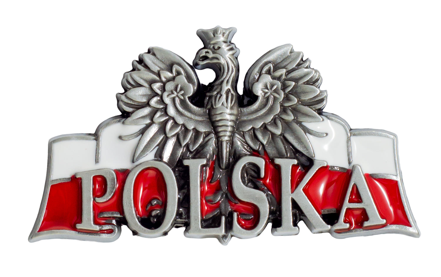 Metal Magnet - Polska Eagle on Flag