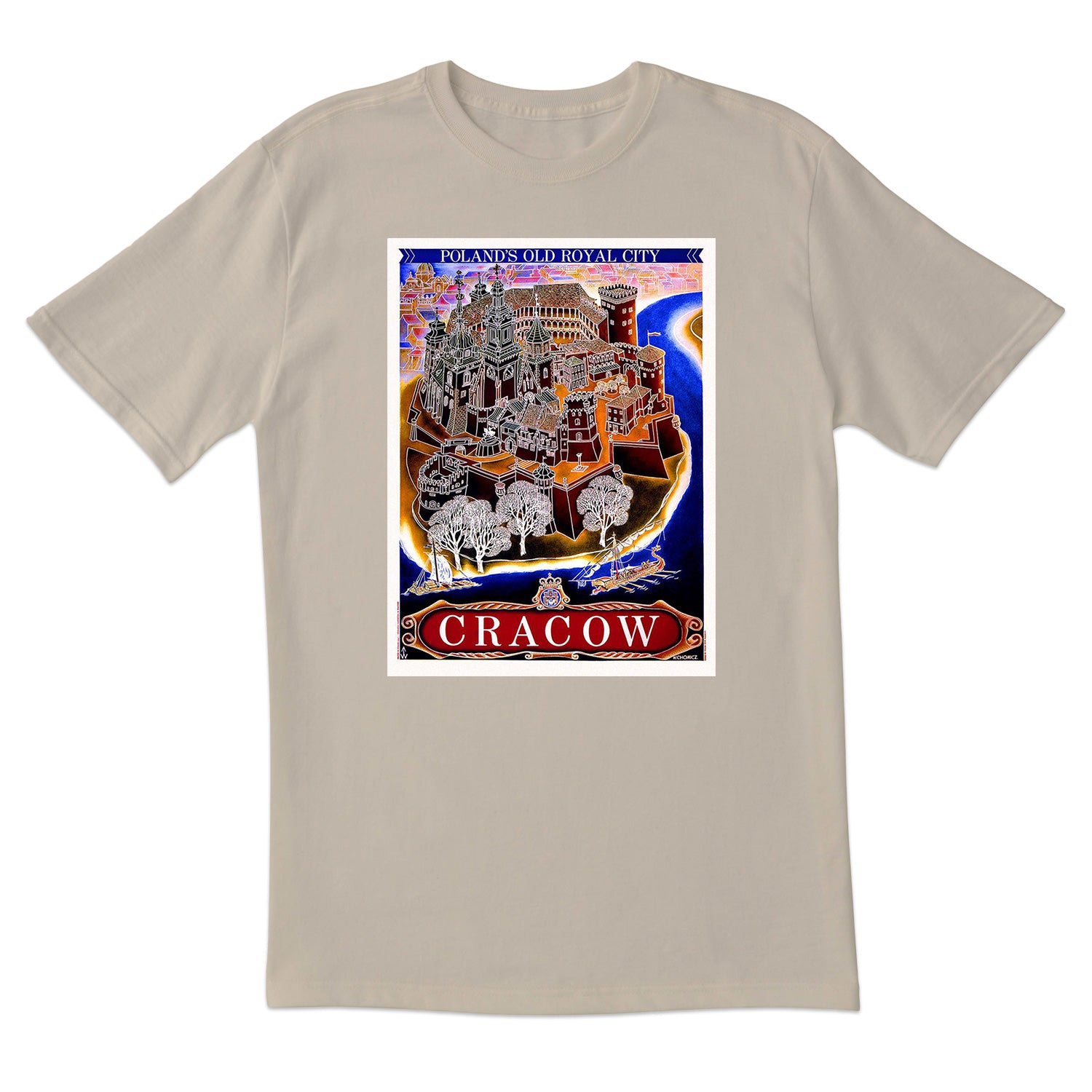 Vintage Poster Cracow PLs Old Royal City Short Sleeve Tshirt