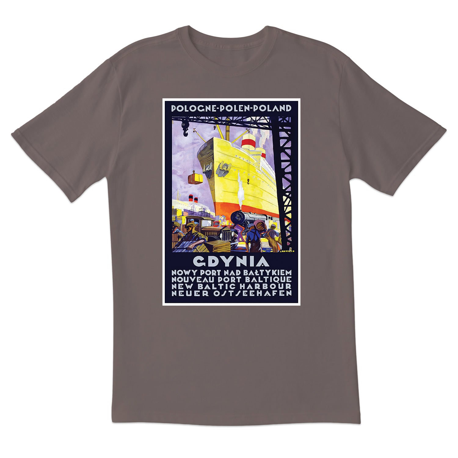 Vintage Poster Gdynia New Baltic Harbour Short Sleeve Tshirt