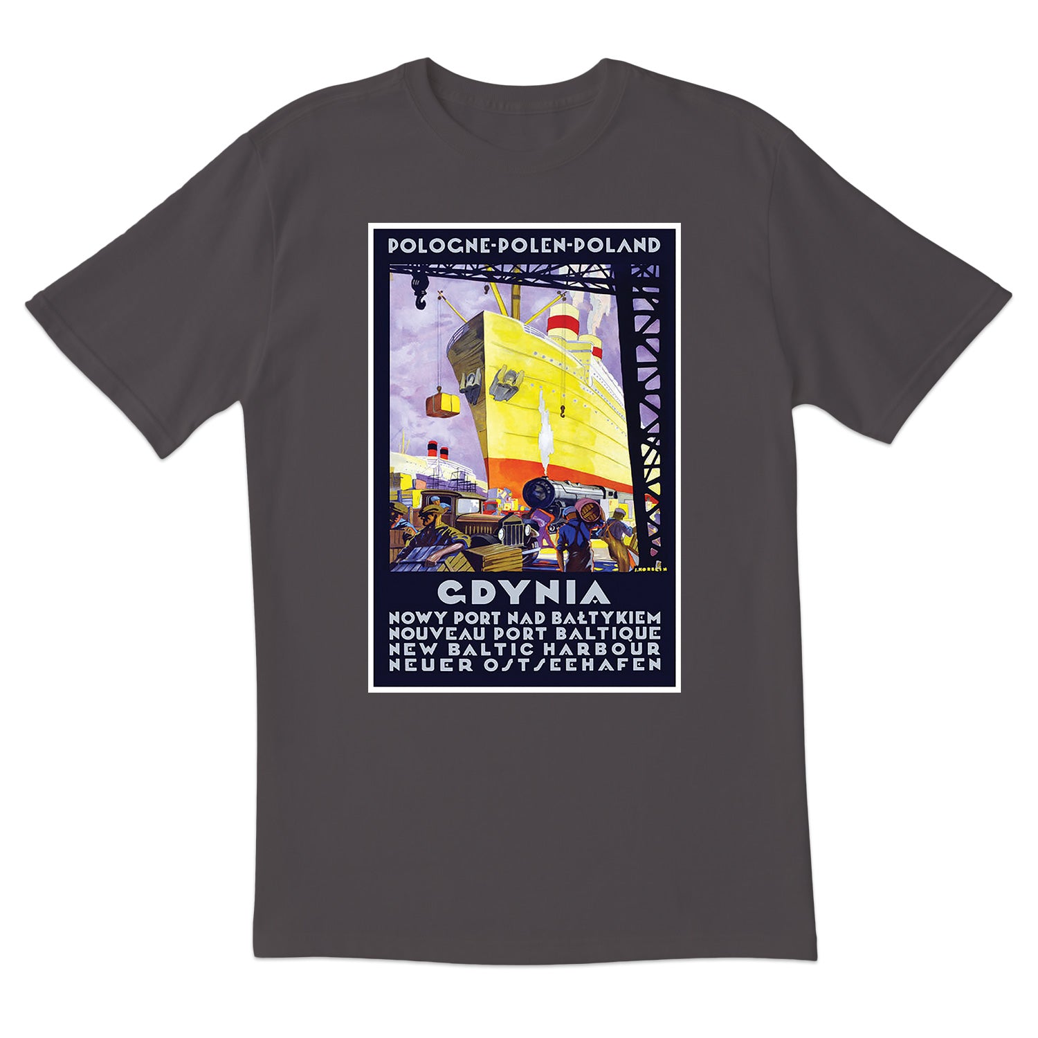 Vintage Poster Gdynia New Baltic Harbour Short Sleeve Tshirt