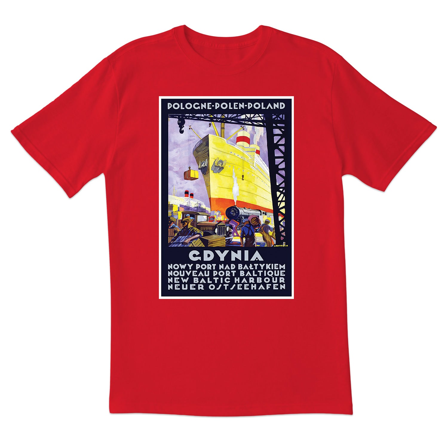 Vintage Poster Gdynia New Baltic Harbour Short Sleeve Tshirt