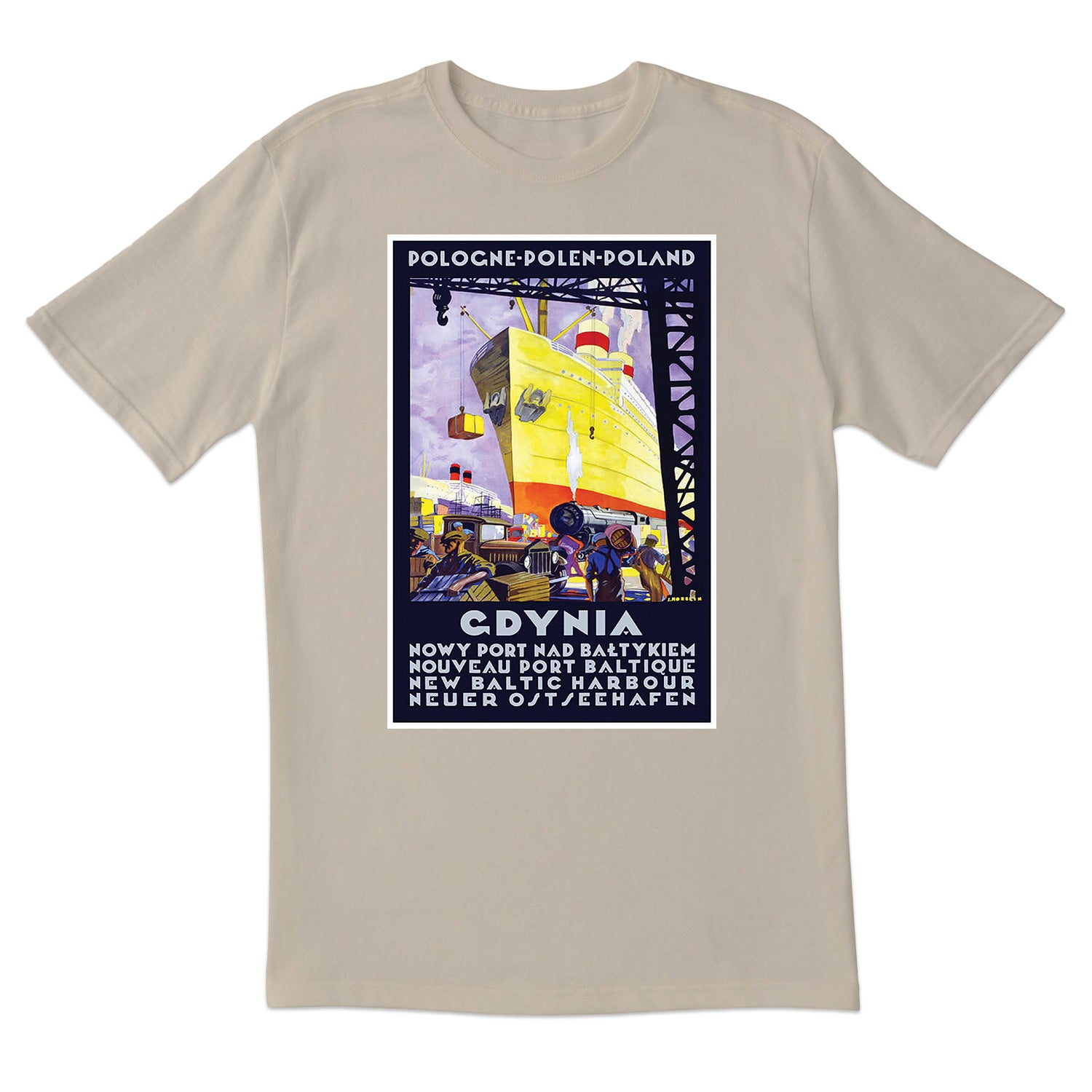 Vintage Poster Gdynia New Baltic Harbour Short Sleeve Tshirt