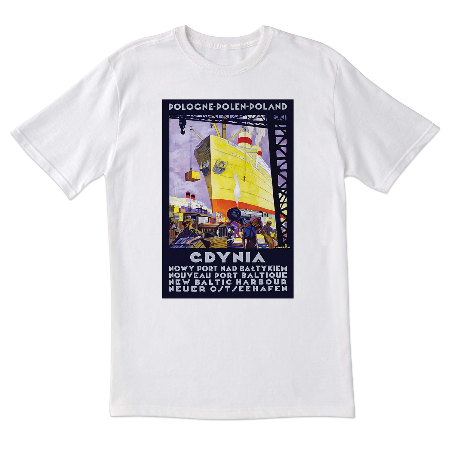 Vintage Poster Gdynia New Baltic Harbour Short Sleeve Tshirt