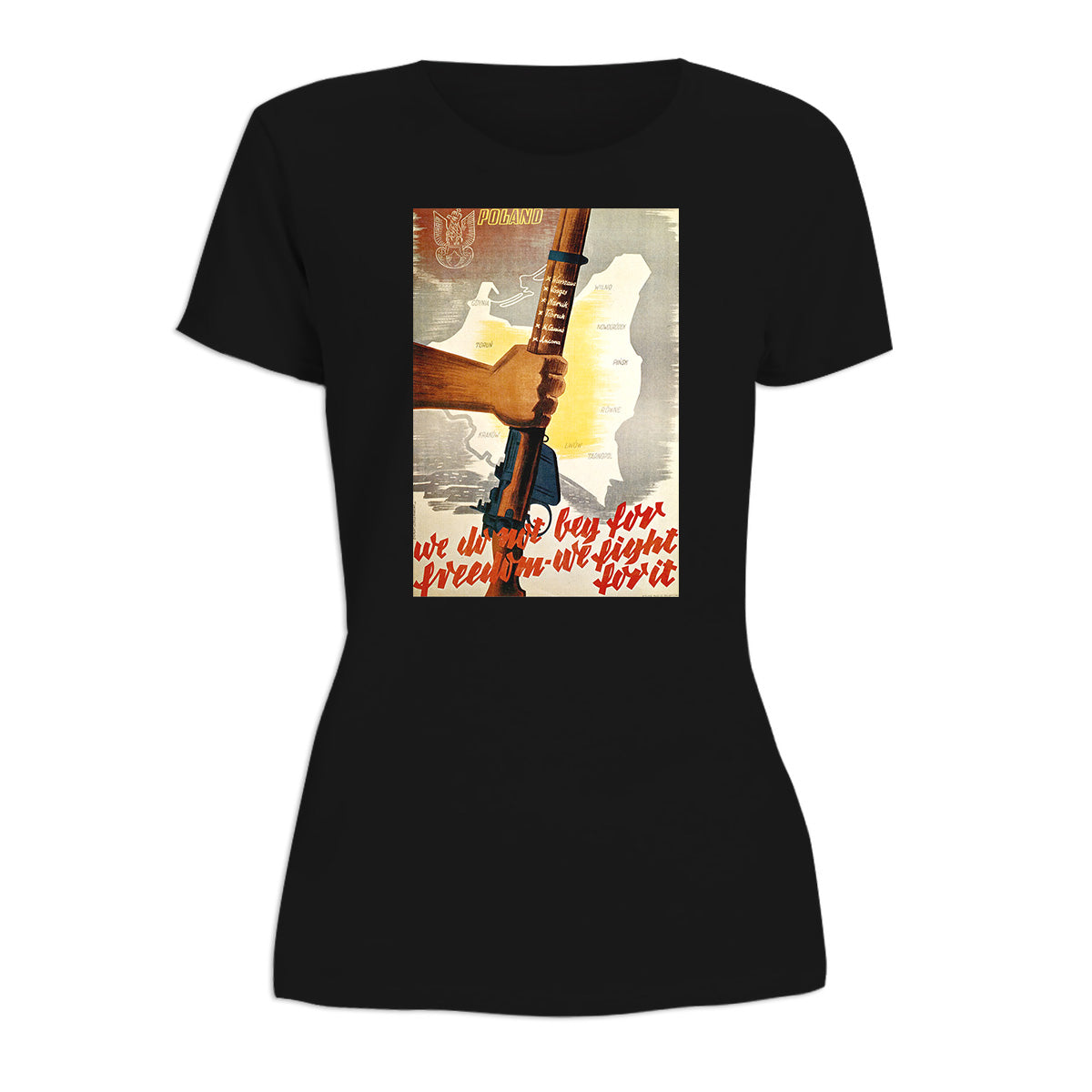 Vintage Poster Poland We Fight For Freedom Women's Short Sleeve Tshirt