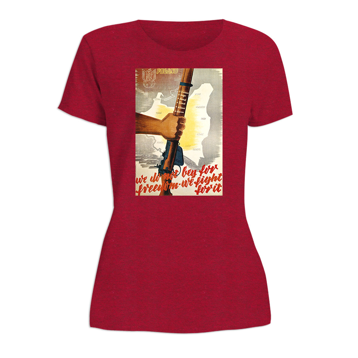 Vintage Poster Poland We Fight For Freedom Women's Short Sleeve Tshirt
