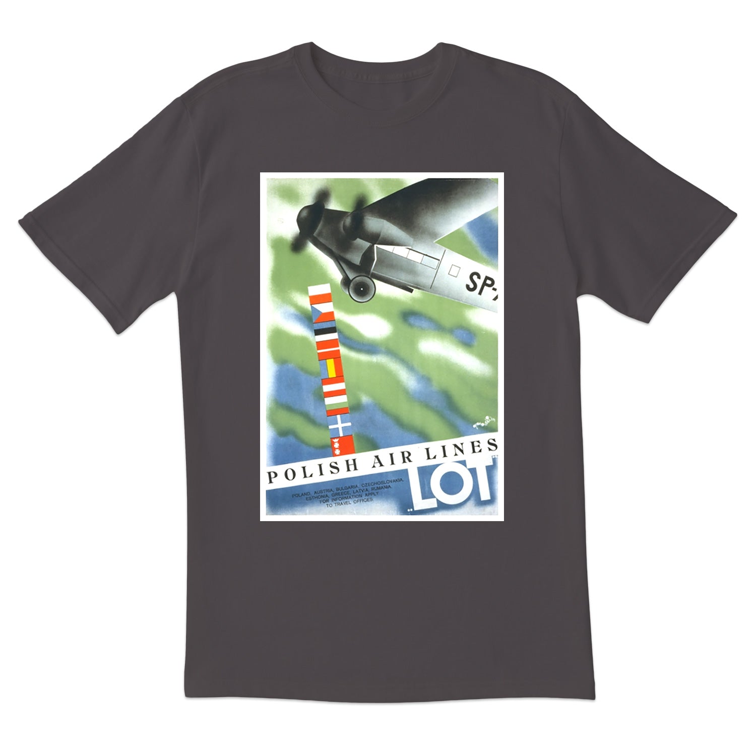 Vintage Poster 1931 LOT Polish Airlines Short Sleeve Tshirt
