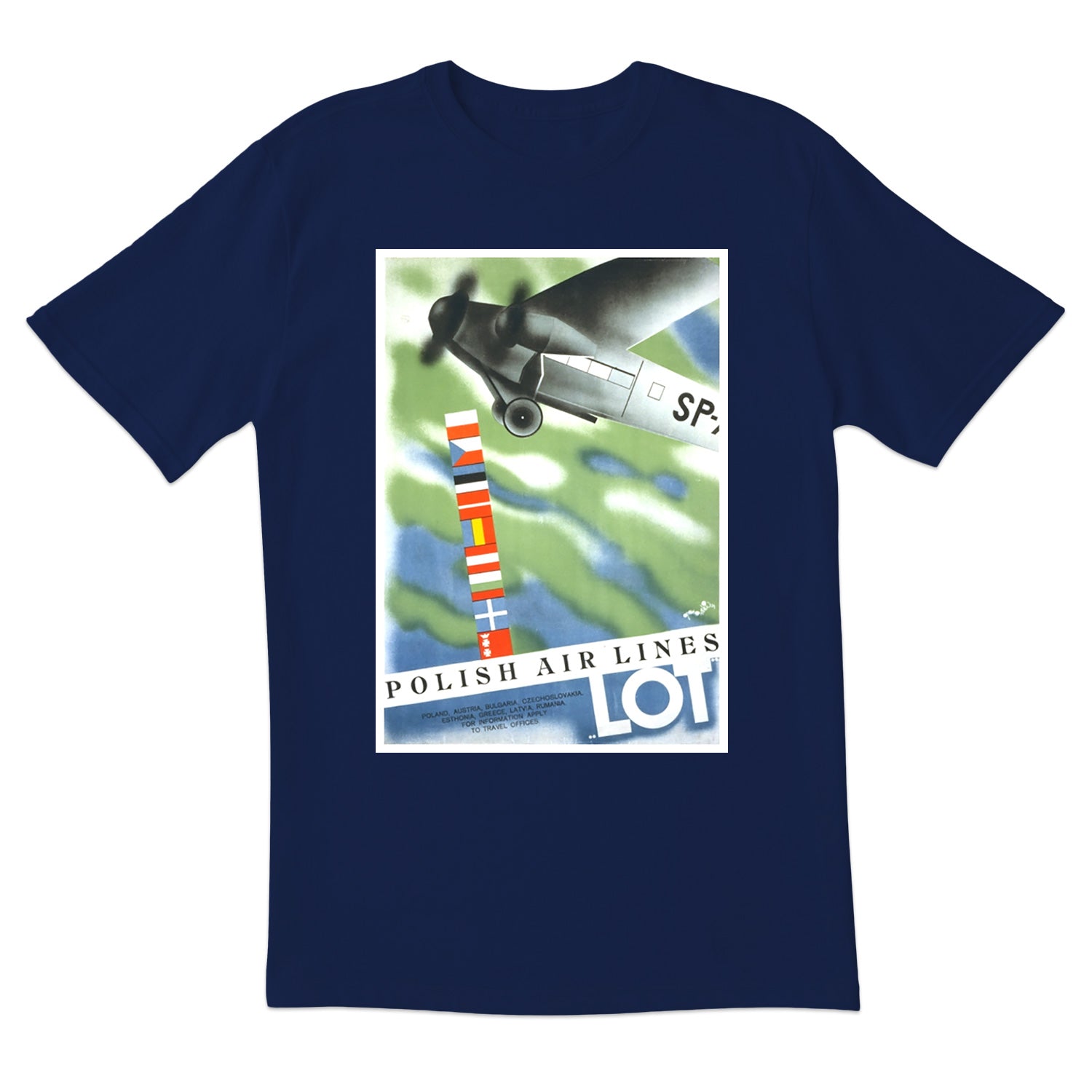 Vintage Poster 1931 LOT Polish Airlines Short Sleeve Tshirt