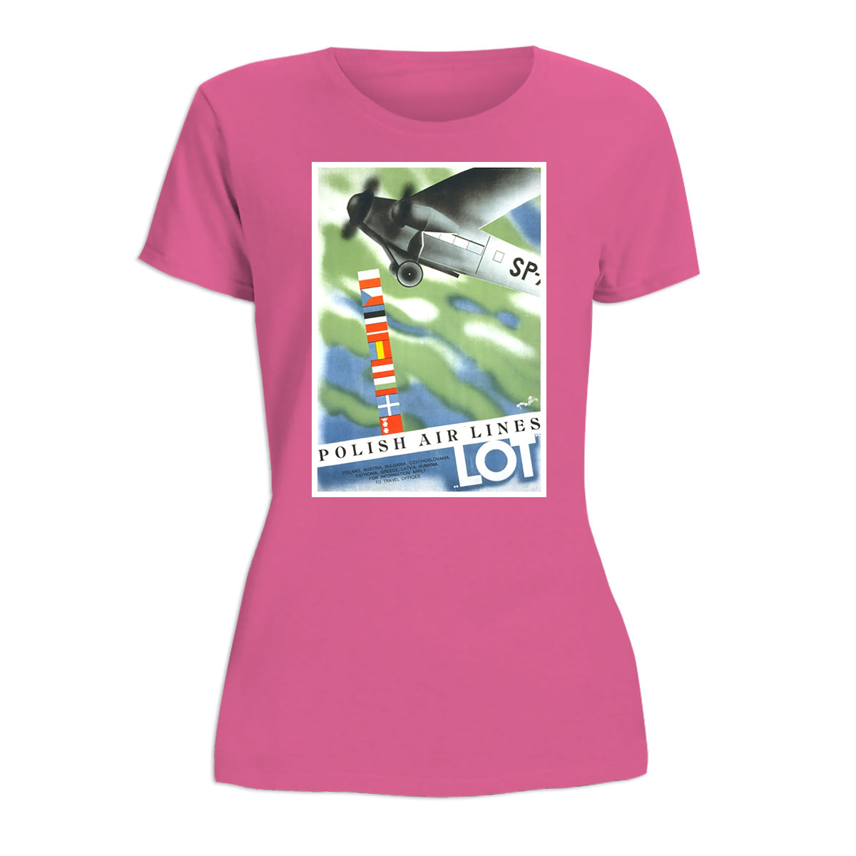 Vintage Poster 1931 LOT Polish Airlines Women's Short Sleeve Tshirt