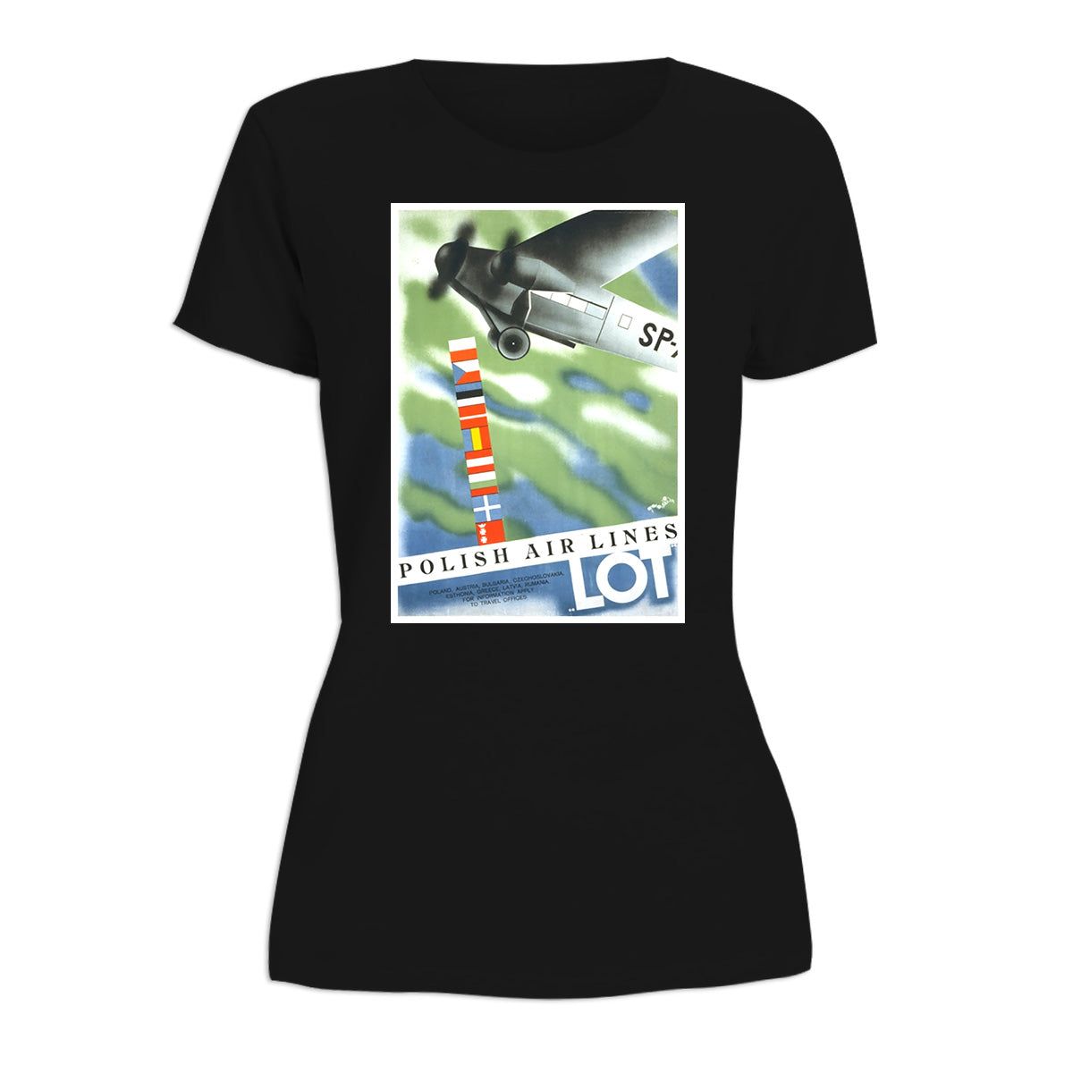 Vintage Poster 1931 LOT Polish Airlines Women's Short Sleeve Tshirt