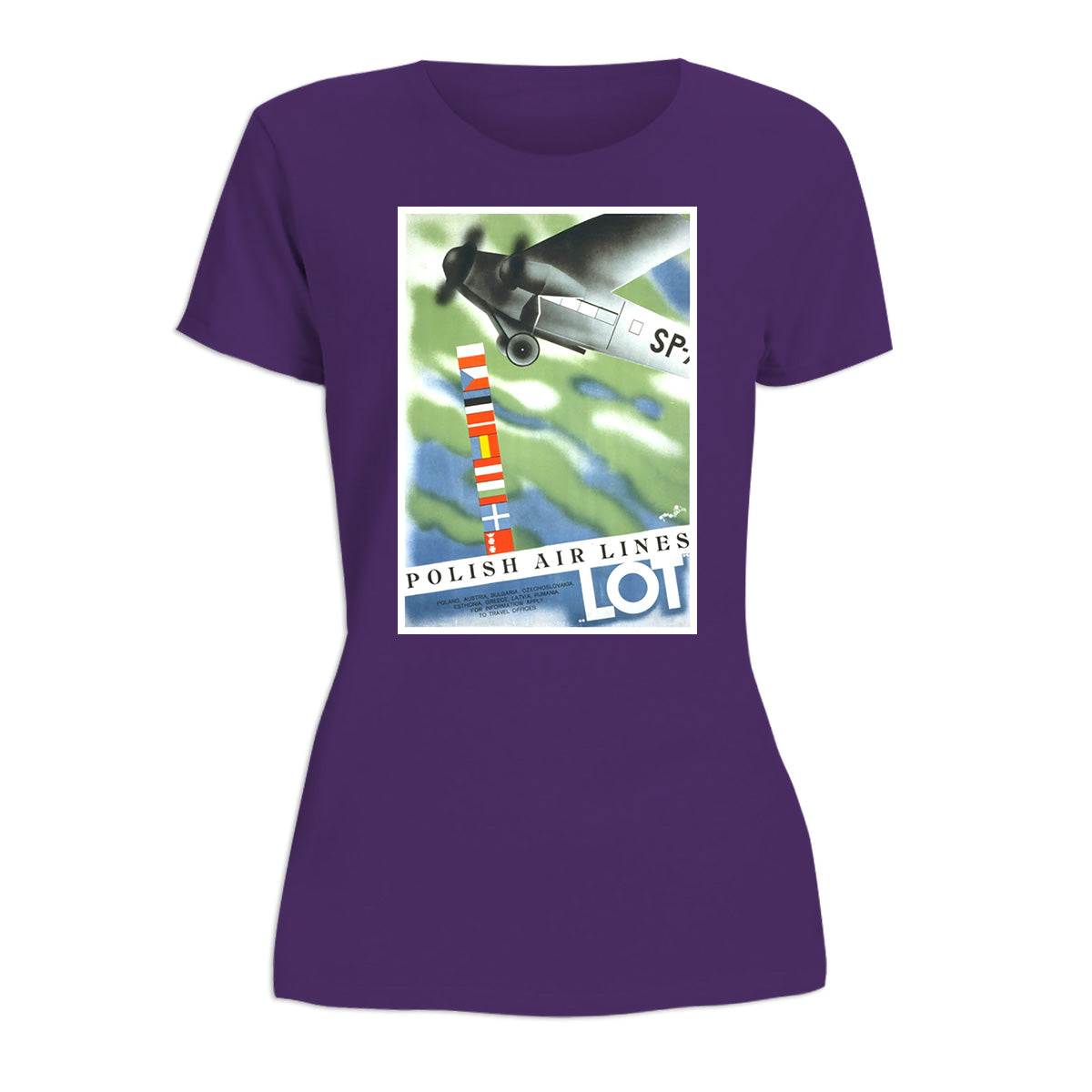 Vintage Poster 1931 LOT Polish Airlines Women's Short Sleeve Tshirt